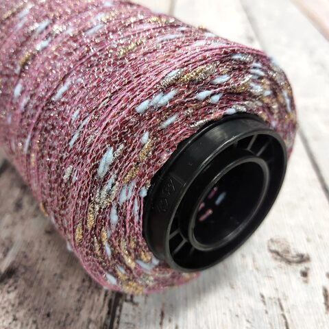 Лен (35%) с люрексом и шишибриками NODINO DI LINO 600 бордовый с золотом и голубым