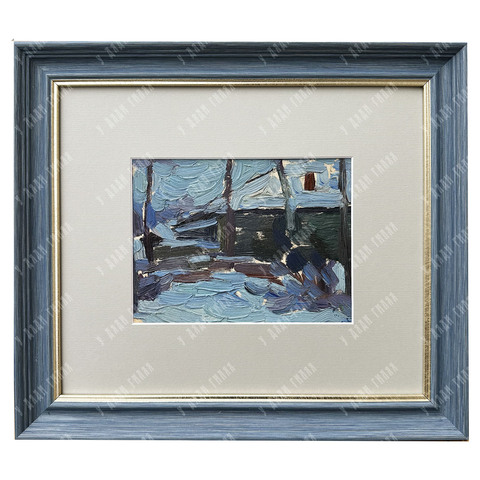 Динес Ю. С. Этюд зимний. Саратов. Картон, масло. 1940-е