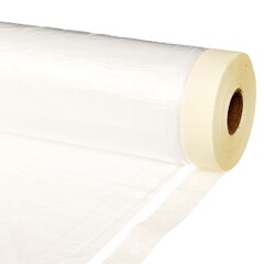 09-0-027 Пленка защитная с клейкой малярной лентой, прозрачная, HDPE, рулон 2,7х25м, толщина 8мкм РемоКолор