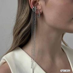 Кафф на ухо с декором длинные цепочки 1шт.