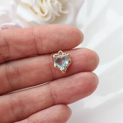 УЦЕНКА!!! Подвеска Сердце с фианитом 13*11 мм, голубой, позолота, У043