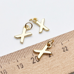 Подвеска Буква X, цвет золото, размер 12*8 мм, цена за 1 шт