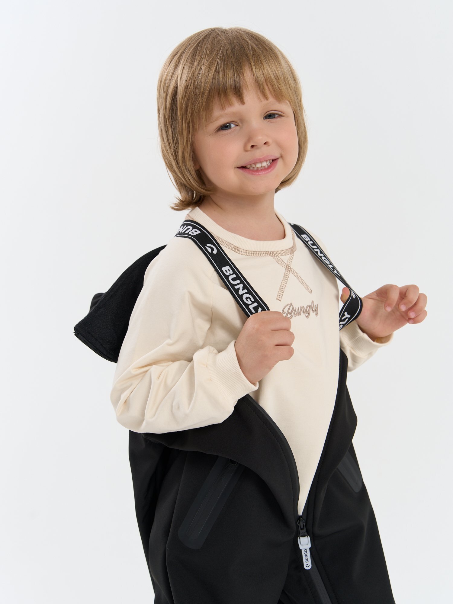комбинезон softshell демисезонный "уголь" от 1 до 3 лет с изнаночной стороны