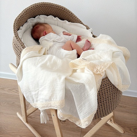 Пеленка муслин с кружевом "Айвори"