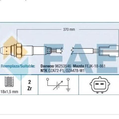 ДАТЧИК КИСЛОРОДНЫЙ 1-Й MATIZ 2-Х КОНТ FAE