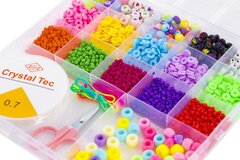 
          Набор для создания украшений-бусины и бисер Alingar, 170х165х18мм,"Beads", 7вид.бус, бисер, 1х7м леска, 1х1м нить, нож,пластик.пенал с европод