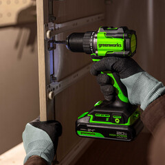 Дрель-шуруповерт Greenworks DD560 24V (30/60Нм) аккумуляторная, с АКБ 2×2 А/ч и ЗУ