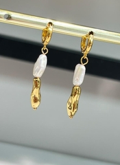 Серьги длинные в винтажном стиле с натуральным жемчугом барроко