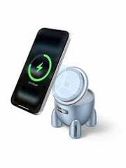 Беспроводная зарядка UGREEN W713 (65300) UNO 2-in-1 Magnetic 25W Wireless Qi2 Charger, серебристо-голубой