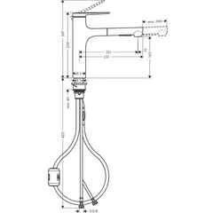 Смеситель для кухни 160, вытяжной излив, черный Hansgrohe Zesis M33 74801670