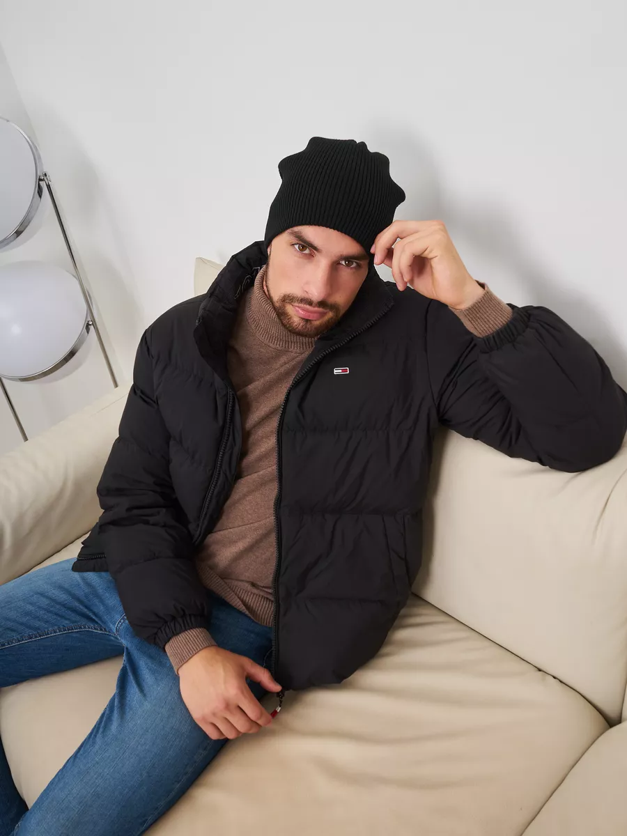 Шапка зимняя на флисе вязаная бини