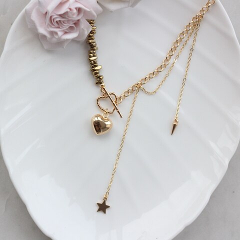 Набор для создания колье с гематитом (в золотом цвете) НАБ019