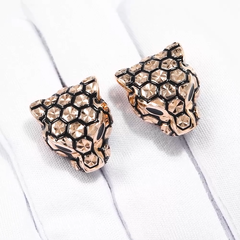 0200307 -Серьги ГОЛОВА ПАНТЕРЫ из золота 585 пробы черной эмалью