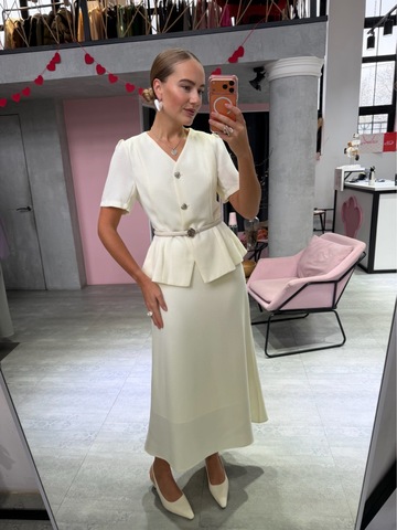 Твидовый костюм Жаклин молочный