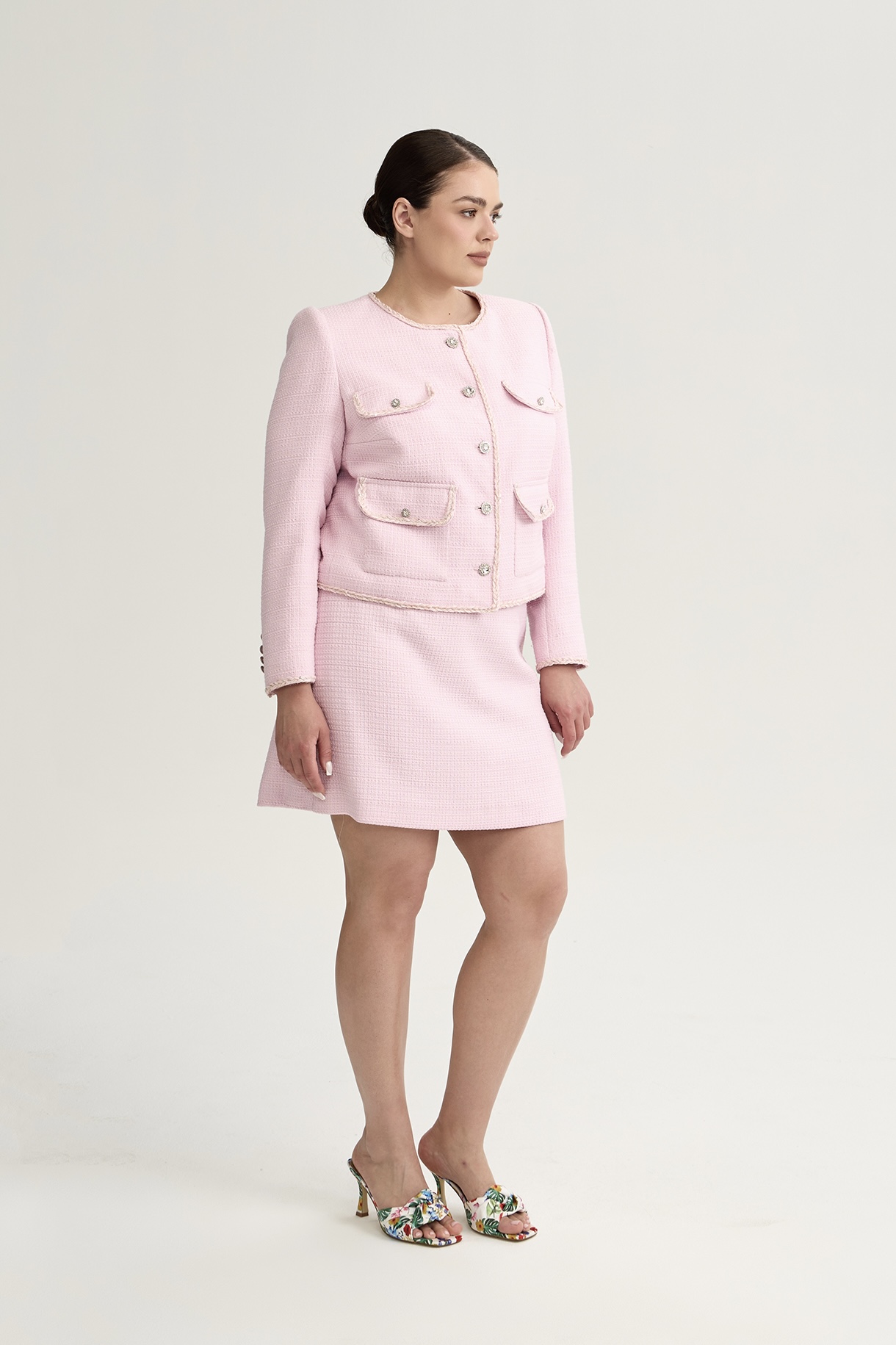 Юбка мини из твида, розовый