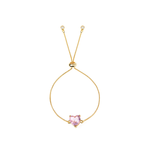 Pink Heart Bracelet  - Gold