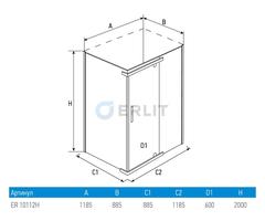 ДУШЕВОЙ УГОЛОК ERLIT ER10112H-C1 1200x900x2000