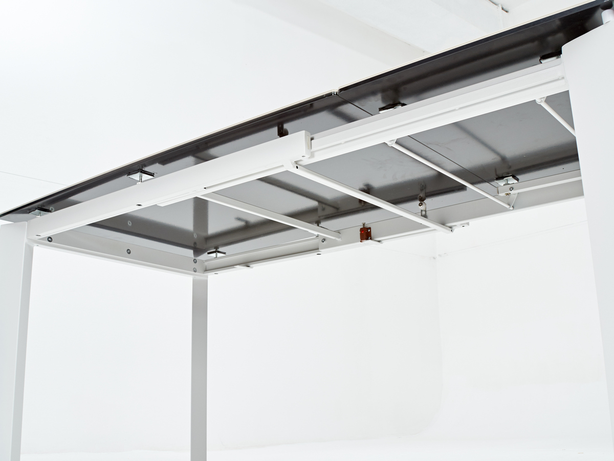 Стол CORNER 120 HIGH GLOSS STATUARIO керамика, стекло/ белый каркас, DISAUR