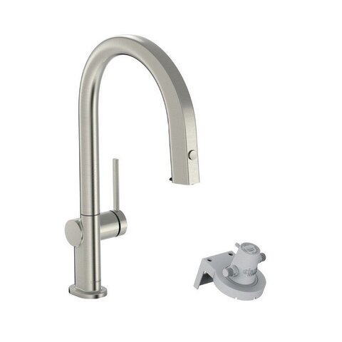 Hansgrohe Aqittura M91 76803800 Смеситель для кухни высокий с выдвижным изливом, с фильтрацией (нержавеющая сталь)