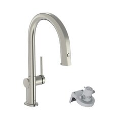 Hansgrohe Aqittura M91 76803800 Смеситель для кухни высокий с выдвижным изливом, с фильтрацией (нержавеющая сталь) фото