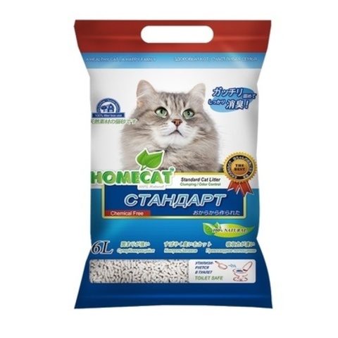 HOMECAT Эколайн Стандарт комкующийся наполнитель для кошачьих туалетов без запаха 6л