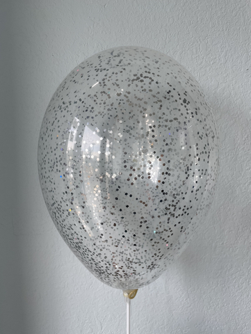 Шар с конфетти, серебро глиттер крупный 12"