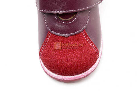 Ботинки для девочек Лель (LEL) из натуральной кожи на байке на липучках цвет бордо. Изображение 12 из 17.