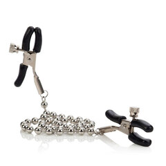 Цепь с зажимами для сосков Silver Beaded Nipple Clamps - 