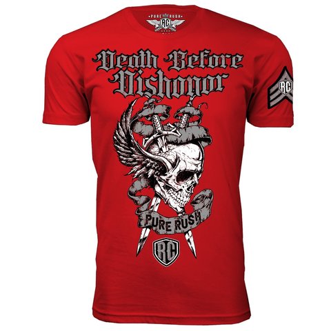 Rush Couture | Футболка мужская DEATH BEFORE DISHONOR SILVER MEN RC121 с черепом перед