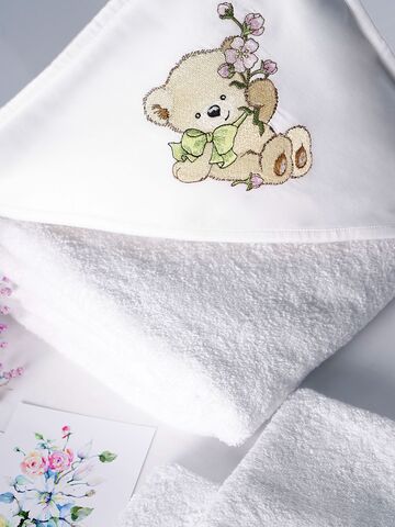 Полотенце детское 90х90 Claire Batiste Atelier Honey Girl для новорожденных с капюшоном