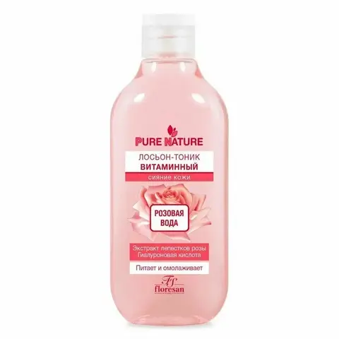 Floresan PURE NATURE Лосьон-тоник витаминный РОЗОВАЯ ВОДА 300мл
