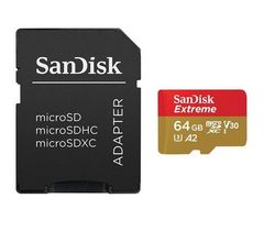 Карта памяти SanDisk Extreme microSDXC Class 10 UHS Class 3 V30 A2 160MB/s 64GB + SD adapter (SDSQXA2-64G)