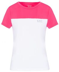 Женская теннисная футболка EA7 Woman Jersey T-shirt - white/pink