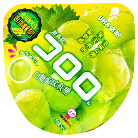 Жевательные конфеты со вкусом белого винограда UHA KORORO, 52 гр
