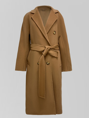 Пальто 801 двубортное с косыми карманами и поясом в комплекте