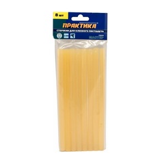 Клей для клеевого пистолета ПРАКТИКА желтый, прозрачный, 11 х 200 мм,  8 шт / пакет с подв (641-640)