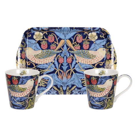 Набор кружек на подносе Pimpernel Ягодные воришки 180 мл, 21х14 см, 2 шт, п/к, синий