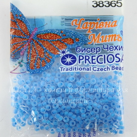 38365 Бисер 10/0 Preciosa Кристалл матовый с голубым центром
