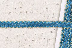 Тесьма отделочная, ш. 1,5 см, тёмно-голубой с золотом