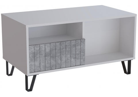 Журнальный стол Woodville Эннис белый, бетон светлый