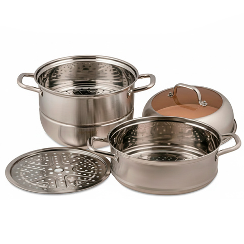 Мантоварка-пароварка Jolly Kitchen три яруса, диаметр 30 см, нержавеющая сталь