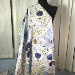 Ткань хлопок поплин с крупными синими цветами 2046