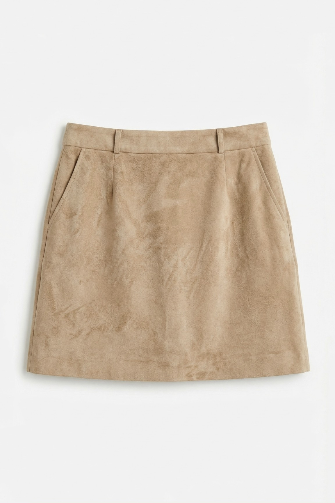 Мини юбка из экозамши, песочный