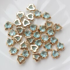 УЦЕНКА!!! Подвеска Сердце с фианитом 13*11 мм, голубой, позолота, У043