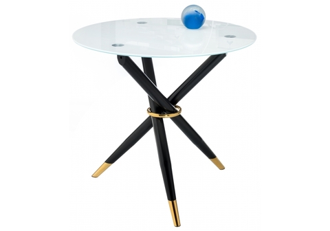 Стеклянный стол кухонный, обеденный, для гостиной Rock white / black 80*80*74 Черный /Белый