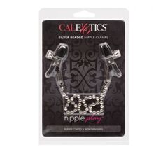 Цепь с зажимами для сосков Silver Beaded Nipple Clamps - 