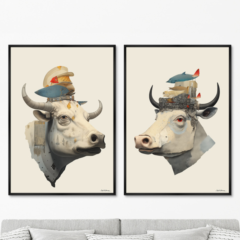 ArtNoMore - Набор из 2-х репродукций картин на холсте Cow dreams, 2024г.