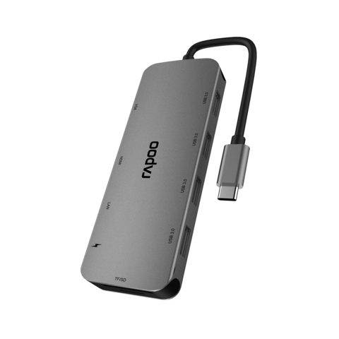 Переходник USB-C Muiti Funtion Adapter (10 in 1) Rapoo XD200, Gray