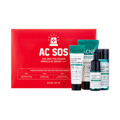 Some By Mi Набор: очищающий тонер, сыворотка, крем, пенка - 30Days miracle ac sos kit, 4предмета