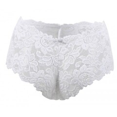 Трусики-шортики кружевные белые (XS-S)